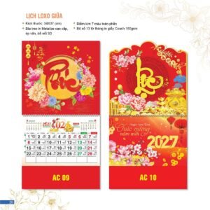 Lịch Bloc 2027 AC Mẫu AC09 (34  x  37 cm) Ấn Phẩm Quà Tặng Đại Hội & Hội Nghị in logo doanh nghiệp quà tặng Tết tại Quà Tặng Đại Hội VN