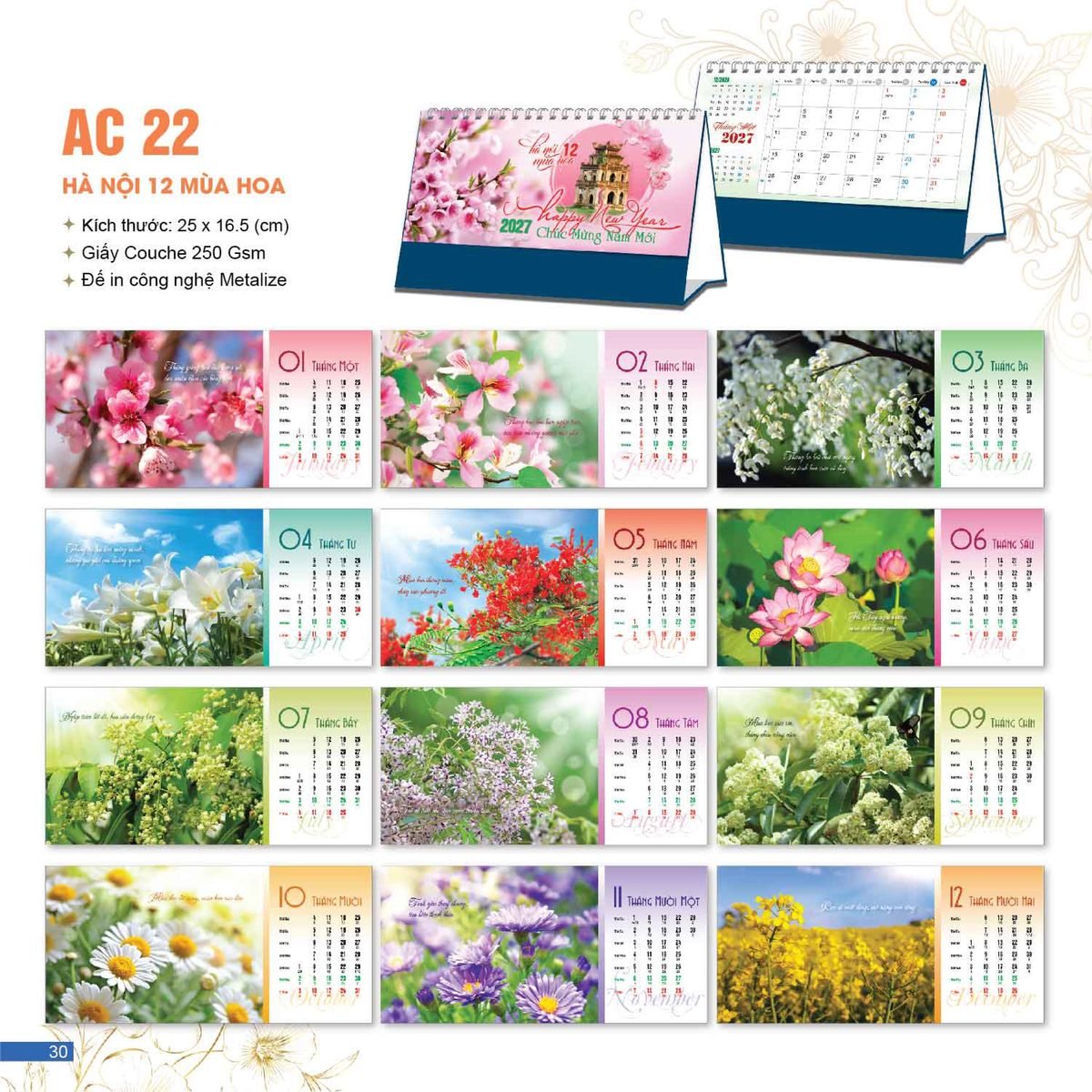 Lịch Bloc 2027 AC Mẫu AC22 - Hà Nội (25 x 16 cm) Ấn Phẩm Quà Tặng Đại Hội & Hội Nghị Lịch Bloc 2027 AC Mẫu AC22 - Hà Nội (25 x 16 cm) Ấn Phẩm Quà Tặng Đại Hội & Hội Nghị in logo doanh nghiệp quà tặng Tết tại Quà Tặng Đại Hội VN