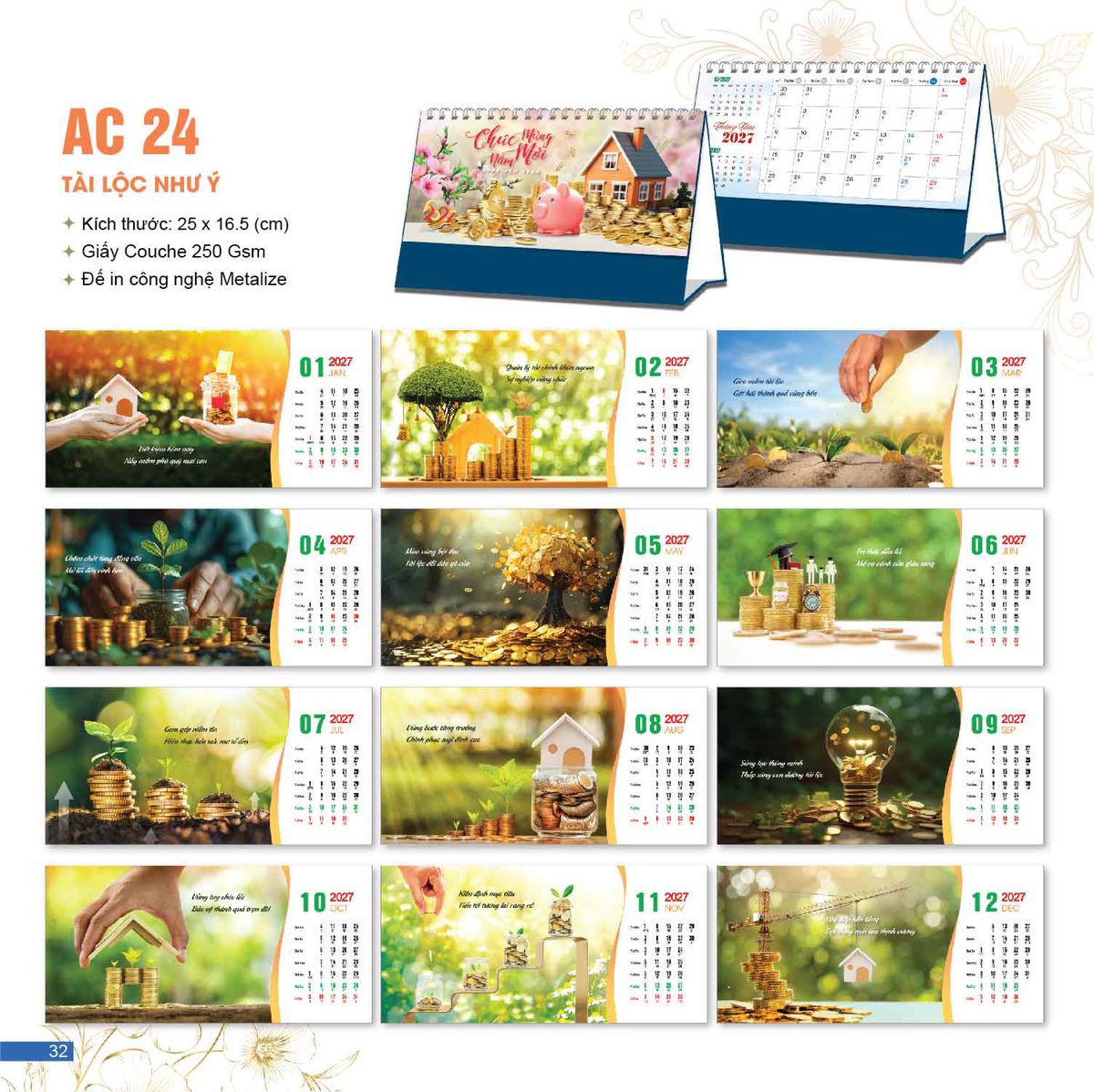 Lịch Bloc 2027 AC Mẫu AC24 - Tài Lộc Như Ý (25 x 16 cm) Ấn Phẩm Quà Tặng Đại Hội & Hội Nghị Lịch Bloc 2027 AC Mẫu AC24 - Tài Lộc Như Ý (25 x 16 cm) Ấn Phẩm Quà Tặng Đại Hội & Hội Nghị in logo doanh nghiệp quà tặng Tết tại Quà Tặng Đại Hội VN