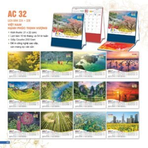 Lịch Để Bàn 2027 AC Mẫu AC32 (21 x 22 cm) Ấn Phẩm Quà Tặng Đại Hội & Hội Nghị in logo doanh nghiệp quà tặng Tết tại Quà Tặng Đại Hội VN