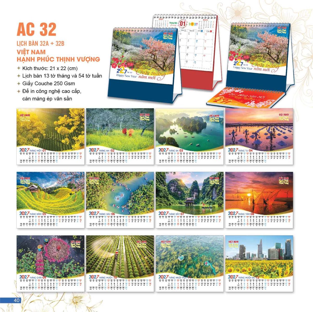 Lịch Để Bàn 2027 AC Mẫu AC32 (21 x 22 cm) Ấn Phẩm Quà Tặng Đại Hội & Hội Nghị Lịch Để Bàn 2027 AC Mẫu AC32 (21 x 22 cm) Ấn Phẩm Quà Tặng Đại Hội & Hội Nghị in logo doanh nghiệp quà tặng Tết tại Quà Tặng Đại Hội VN