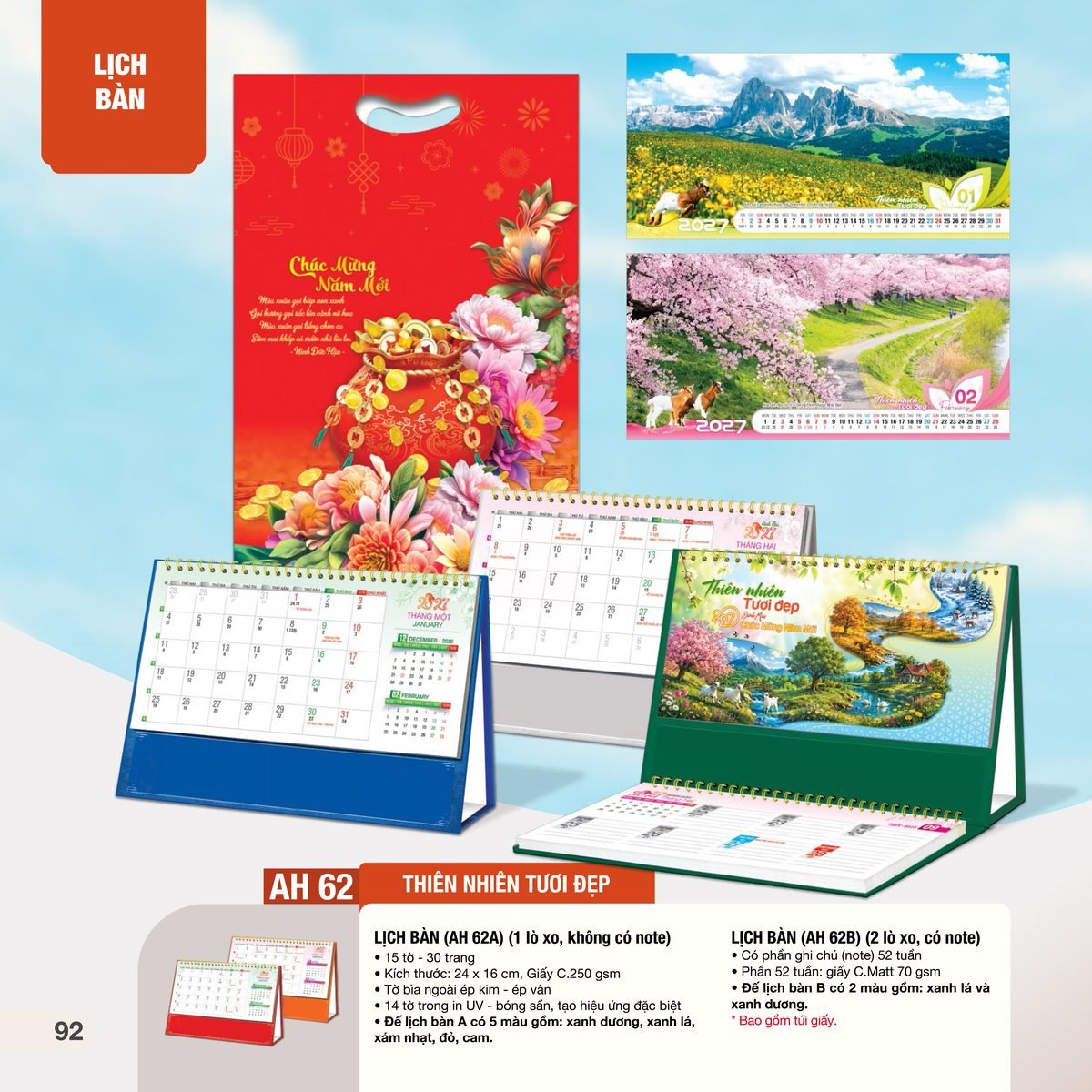 Lịch Bàn Chữ M (Có Note 52 Tuần) 2027 AH Mẫu AH62 (24 x 16cm) Ấn Phẩm Quà Tặng Đại Hội & Hội Nghị Lịch Bàn Chữ M (Có Note 52 Tuần) 2027 AH Mẫu AH62 (24 x 16cm) Ấn Phẩm Quà Tặng Đại Hội & Hội Nghị in logo doanh nghiệp quà tặng Tết tại Quà Tặng Đại Hội VN