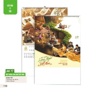 Lịch Treo Tường Lò Xo 7 Tờ 2027 AH Mẫu AH77 (40 x 60cm) Ấn Phẩm Quà Tặng Đại Hội & Hội Nghị in logo doanh nghiệp quà tặng Tết tại Quà Tặng Đại Hội VN