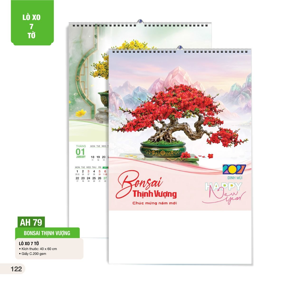 Lịch Treo Tường Lò Xo 7 Tờ 2027 AH Mẫu AH79 (40 x 60cm) Ấn Phẩm Quà Tặng Đại Hội & Hội Nghị Lịch Treo Tường Lò Xo 7 Tờ 2027 AH Mẫu AH79 (40 x 60cm) Ấn Phẩm Quà Tặng Đại Hội & Hội Nghị in logo doanh nghiệp quà tặng Tết tại Quà Tặng Đại Hội VN