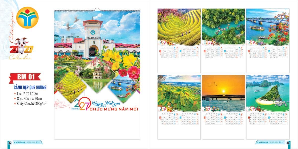 Lịch 7 Tờ Lò Xo 2027 Bình Minh BM01 Ấn Phẩm Quà Tặng Đại Hội & Hội Nghị