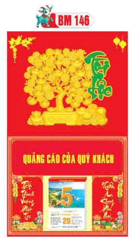 Bìa Lịch Treo Khung Đại Gắn Bloc BM 2027 BM146 - Kim Dương Phú Quý - Quà Tặng Đại Hội