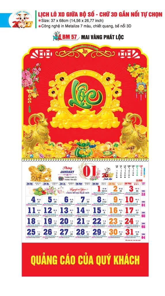 Lịch Bloc 2027 BM57 Ấn Phẩm Quà Tặng Đại Hội & Hội Nghị
