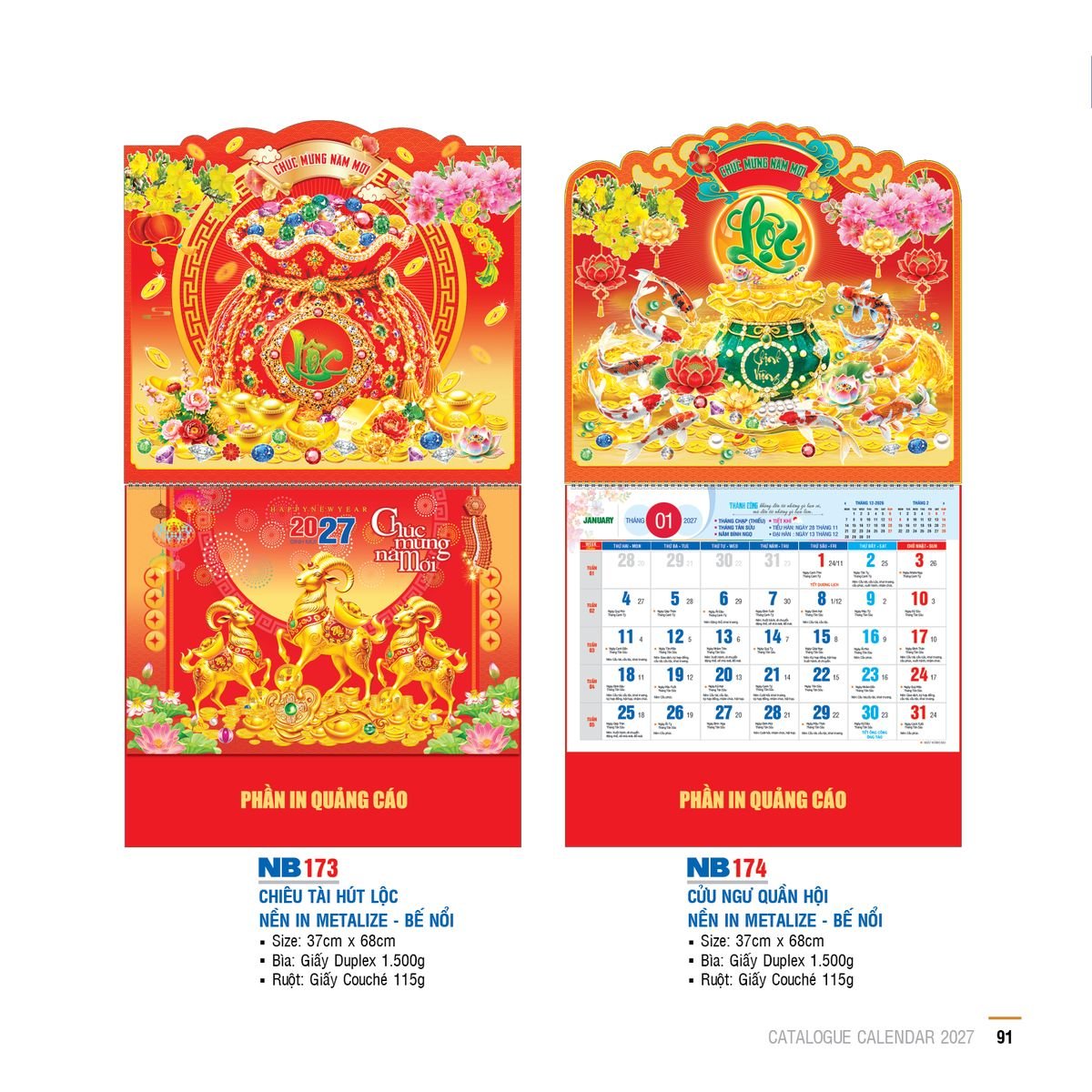 Lịch Lò Xo Giữa Gắn Bloc Ba Nhất 2027 BN442 Ấn Phẩm Quà Tặng Đại Hội & Hội Nghị