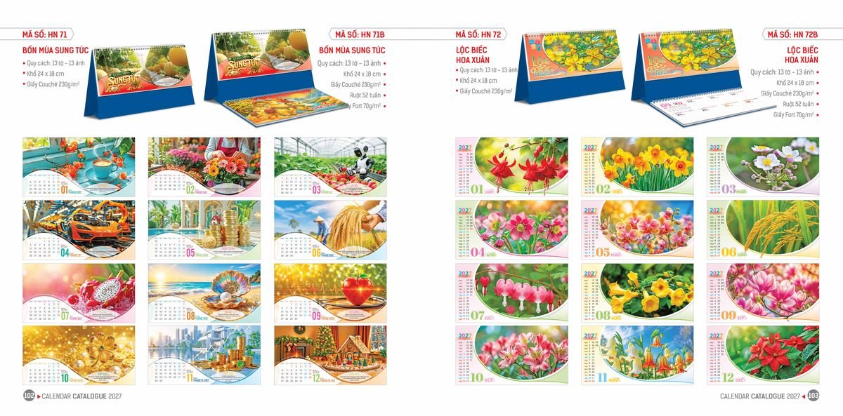 Lịch Để Bàn Ba Nhất Ba Nhất 2027 BN452 Ấn Phẩm Quà Tặng Đại Hội & Hội Nghị