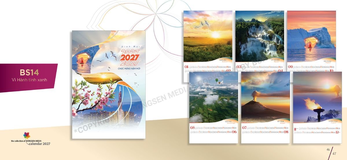 Lịch 7 Tờ Lò Xo 2027 BS24 Ấn Phẩm Quà Tặng Đại Hội & Hội Nghị