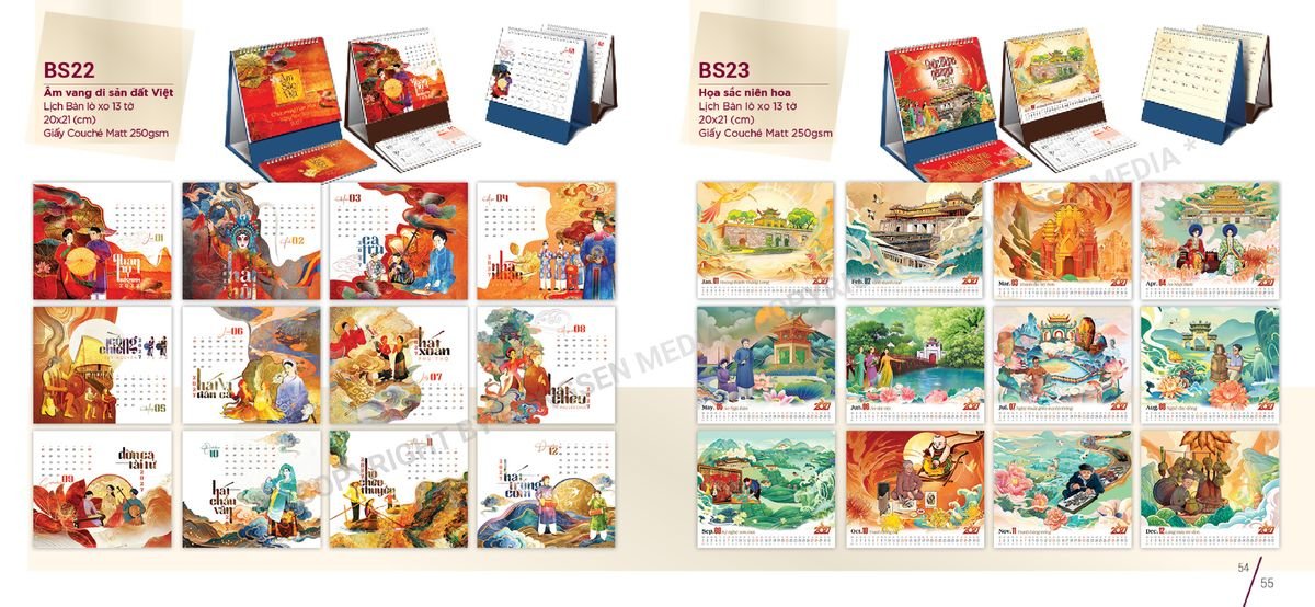 Lịch Để Bàn Nghệ Thuật 2027 BS28 Ấn Phẩm Quà Tặng Đại Hội & Hội Nghị