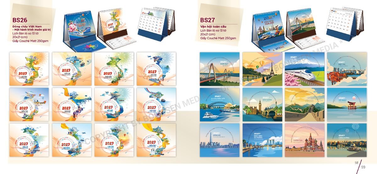 Lịch Để Bàn Nghệ Thuật 2027 BS30 Ấn Phẩm Quà Tặng Đại Hội & Hội Nghị