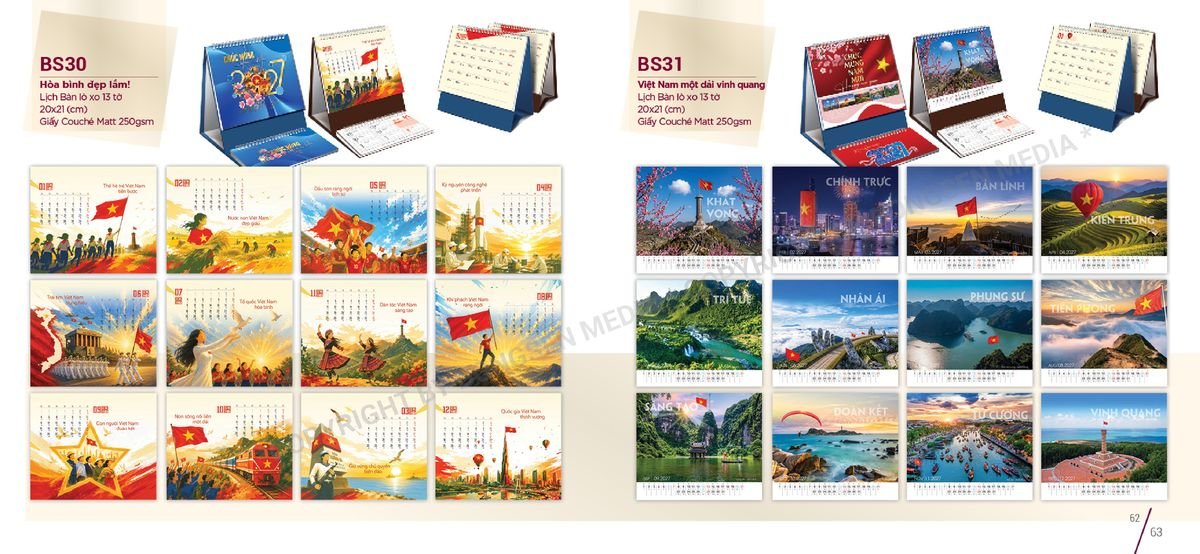 Lịch Để Bàn Nghệ Thuật 2027 BS32 Ấn Phẩm Quà Tặng Đại Hội & Hội Nghị