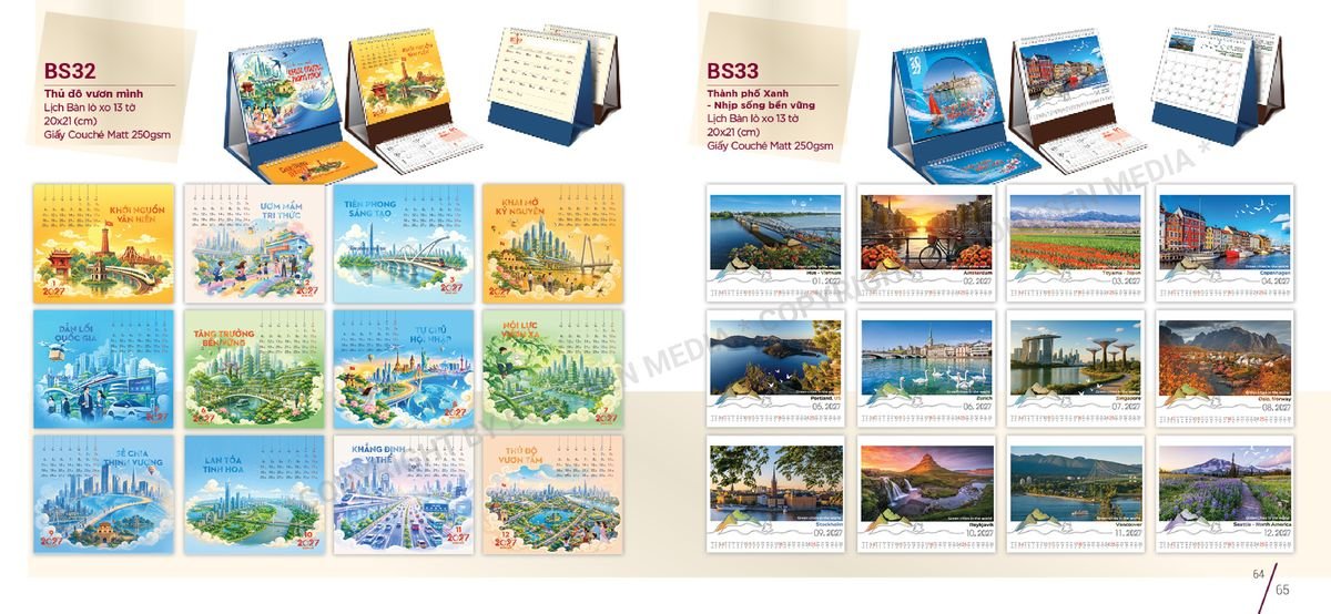 Lịch Để Bàn Nghệ Thuật 2027 BS33 Ấn Phẩm Quà Tặng Đại Hội & Hội Nghị
