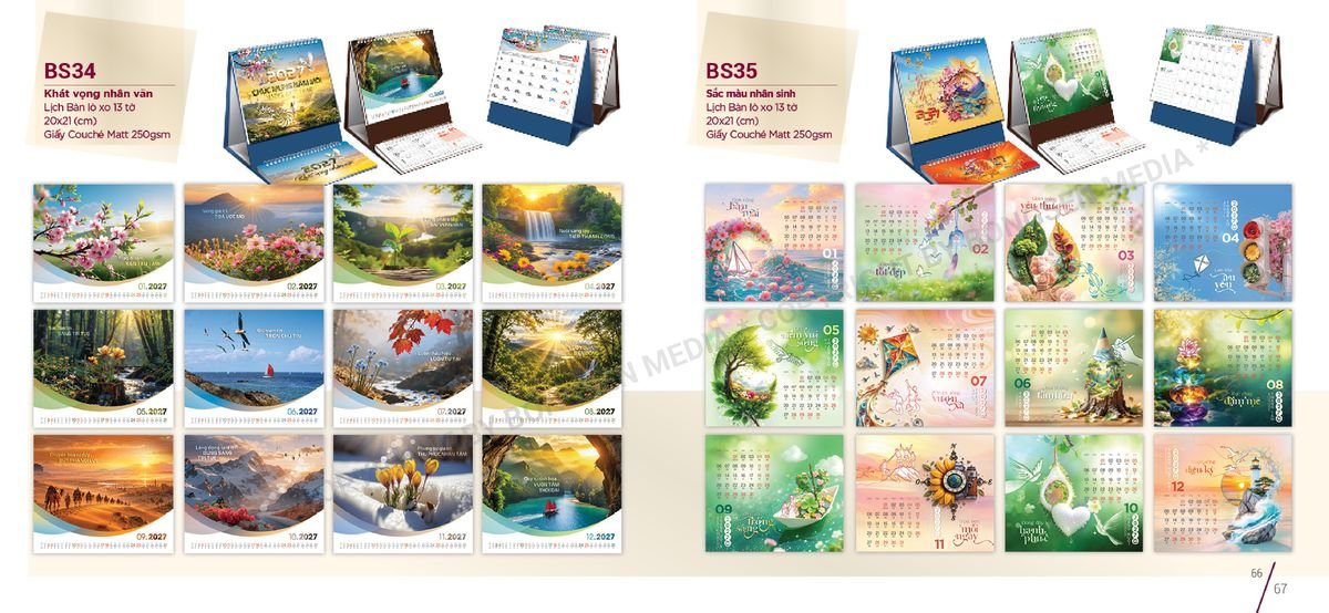 Lịch Để Bàn Nghệ Thuật 2027 BS34 Ấn Phẩm Quà Tặng Đại Hội & Hội Nghị