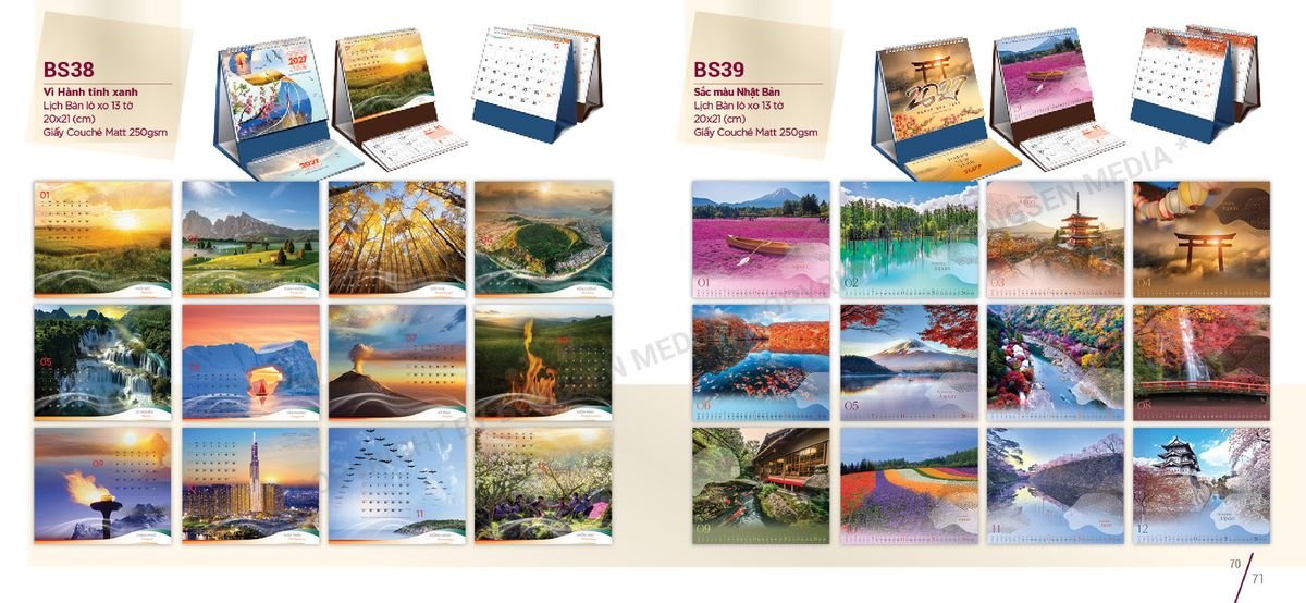 Lịch Để Bàn Nghệ Thuật 2027 BS36 Ấn Phẩm Quà Tặng Đại Hội & Hội Nghị