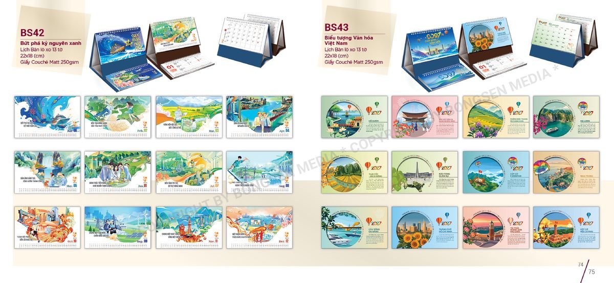 Lịch Để Bàn Nghệ Thuật 2027 BS38 Ấn Phẩm Quà Tặng Đại Hội & Hội Nghị