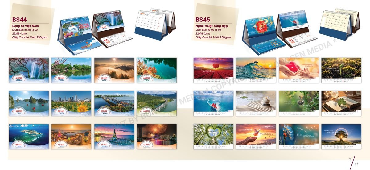 Lịch Để Bàn Nghệ Thuật 2027 BS39 Ấn Phẩm Quà Tặng Đại Hội & Hội Nghị