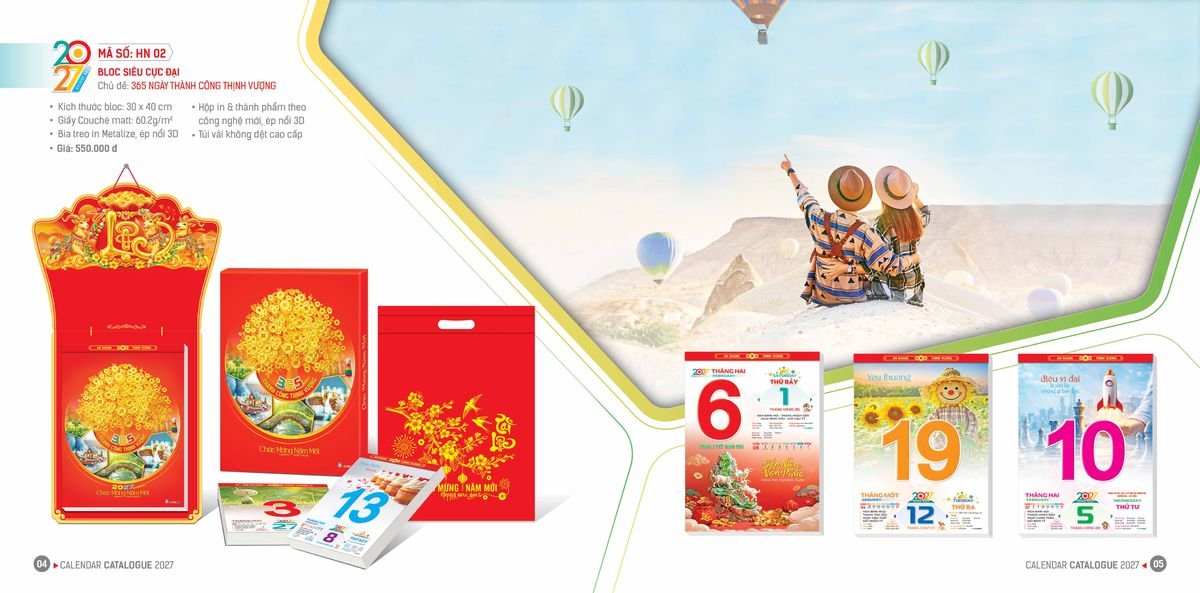 Lịch Bloc Hoa Niên 2027 Đông Phương DPHN01 Ấn Phẩm Quà Tặng Đại Hội & Hội Nghị
