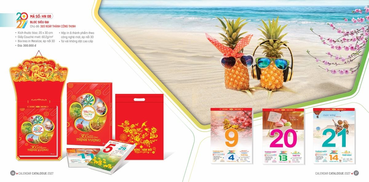 Lịch Bloc Hoa Niên 2027 Đông Phương DPHN07 Ấn Phẩm Quà Tặng Đại Hội & Hội Nghị