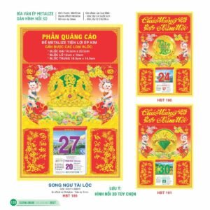 Lịch Bìa Treo 2027 HBT Mẫu HBT192 (29 x 41 cm) Ấn Phẩm Quà Tặng Đại Hội & Hội Nghị in logo doanh nghiệp quà tặng Tết tại Quà Tặng Đại Hội VN