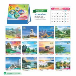 Lịch Để Bàn 2027 HBT Mẫu HBT36 (19 x 21cm) Ấn Phẩm Quà Tặng Đại Hội & Hội Nghị in logo doanh nghiệp quà tặng Tết tại Quà Tặng Đại Hội VN