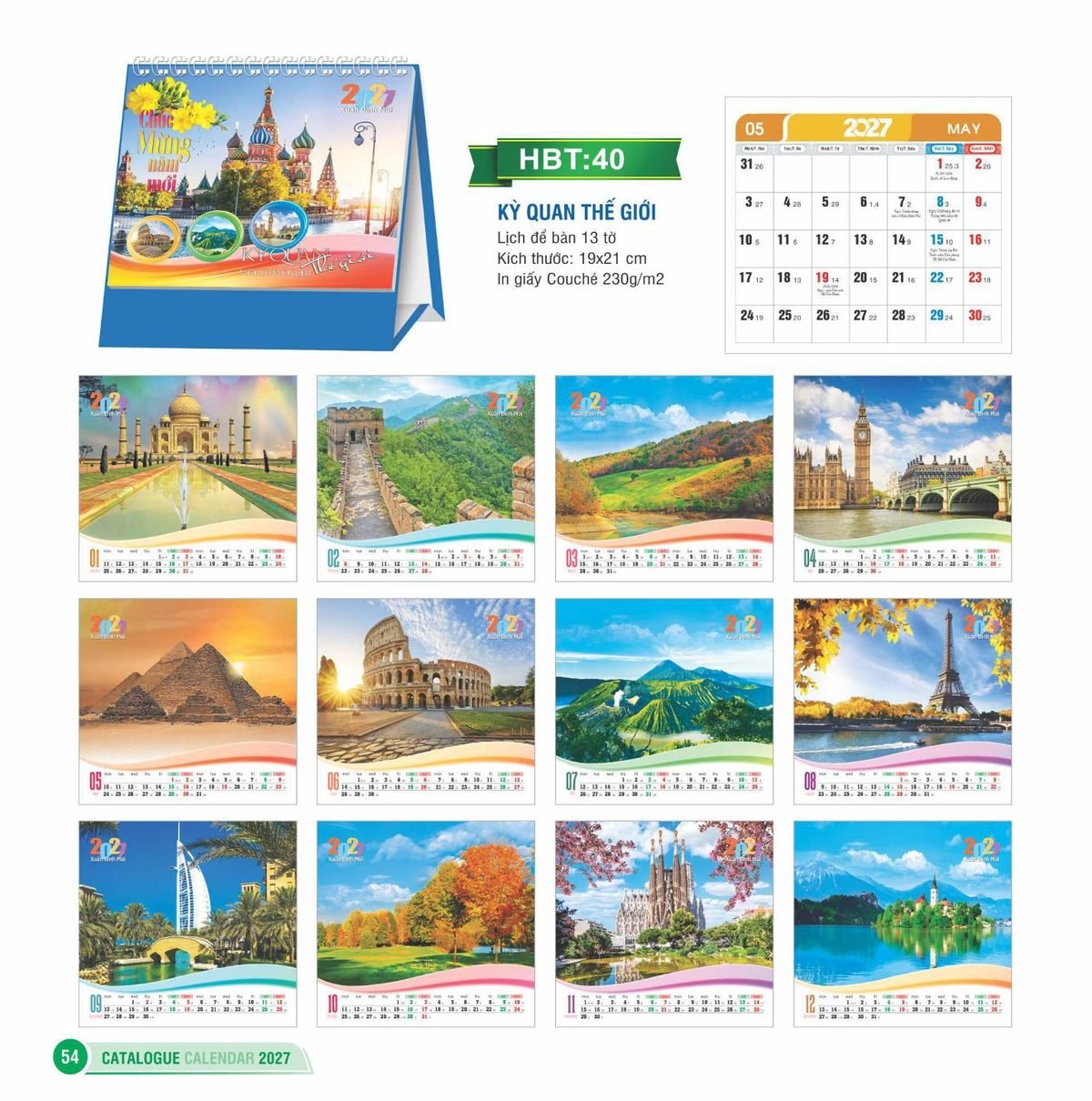 Lịch Để Bàn 2027 HBT Mẫu HBT40 (19 x 21cm) Ấn Phẩm Quà Tặng Đại Hội & Hội Nghị Lịch Để Bàn 2027 HBT Mẫu HBT40 (19 x 21cm) Ấn Phẩm Quà Tặng Đại Hội & Hội Nghị in logo doanh nghiệp quà tặng Tết tại Quà Tặng Đại Hội VN