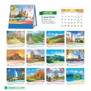 Lịch Để Bàn 2027 HBT Mẫu HBT41 (19 x 21cm) Ấn Phẩm Quà Tặng Đại Hội & Hội Nghị in logo doanh nghiệp quà tặng Tết tại Quà Tặng Đại Hội VN