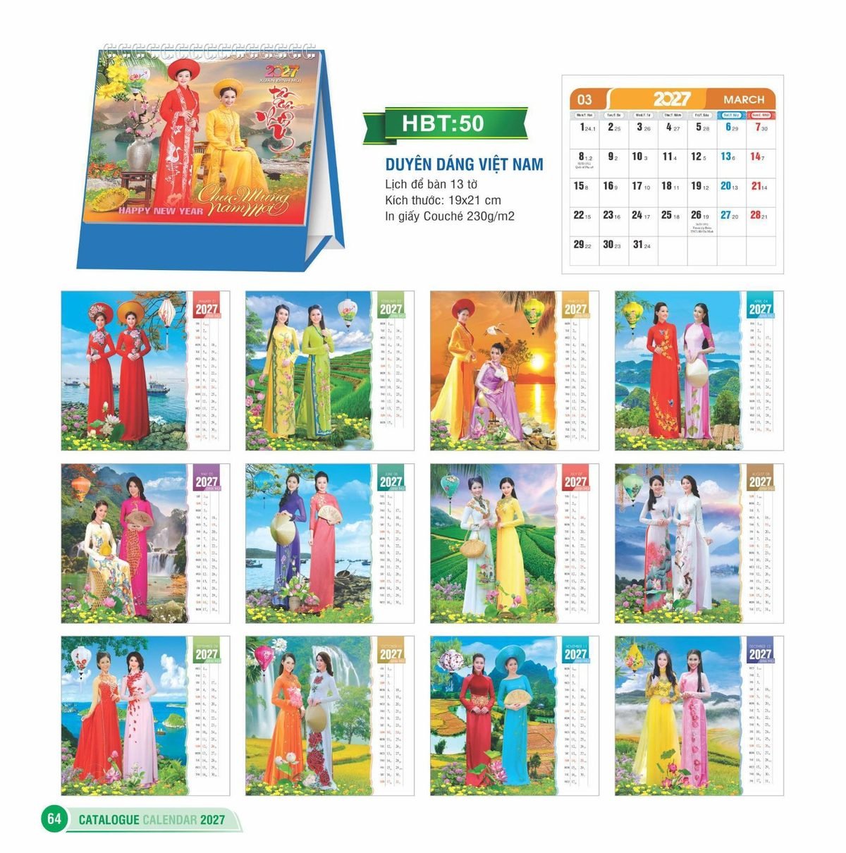 Lịch Để Bàn 2027 HBT Mẫu HBT51 (19 x 21cm) Ấn Phẩm Quà Tặng Đại Hội & Hội Nghị Lịch Để Bàn 2027 HBT Mẫu HBT51 (19 x 21cm) Ấn Phẩm Quà Tặng Đại Hội & Hội Nghị in logo doanh nghiệp quà tặng Tết tại Quà Tặng Đại Hội VN