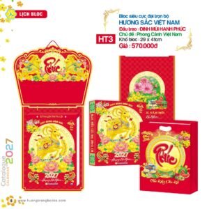 Lịch Bloc Cực Đại 2027 HT Mẫu HT3 - Hương Sắc Việt Nam (29 x 41cm) Ấn Phẩm Quà Tặng Đại Hội & Hội Nghị in logo doanh nghiệp quà tặng Tết tại Quà Tặng Đại Hội VN