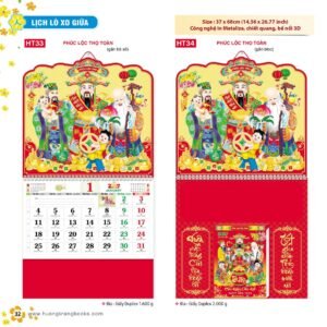 Lịch Treo Tường Lò Xo 2027 HT Mẫu HT33 - Phúc Lộc Thọ (37 x 68cm) Ấn Phẩm Quà Tặng Đại Hội & Hội Nghị in logo doanh nghiệp quà tặng Tết tại Quà Tặng Đại Hội VN