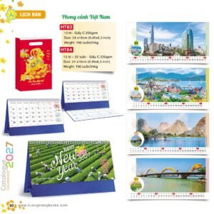 Lịch Để Bàn 2027 HT Mẫu HT63 (24 x 16cm) Ấn Phẩm Quà Tặng Đại Hội & Hội Nghị in logo doanh nghiệp quà tặng Tết tại Quà Tặng Đại Hội VN