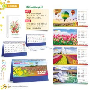 Lịch Để Bàn 2027 HT Mẫu HT67 (24 x 16cm) Ấn Phẩm Quà Tặng Đại Hội & Hội Nghị in logo doanh nghiệp quà tặng Tết tại Quà Tặng Đại Hội VN