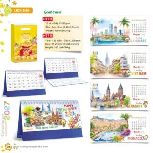 Lịch Để Bàn 2027 HT Mẫu HT73 (24 x 16cm) Ấn Phẩm Quà Tặng Đại Hội & Hội Nghị in logo doanh nghiệp quà tặng Tết tại Quà Tặng Đại Hội VN