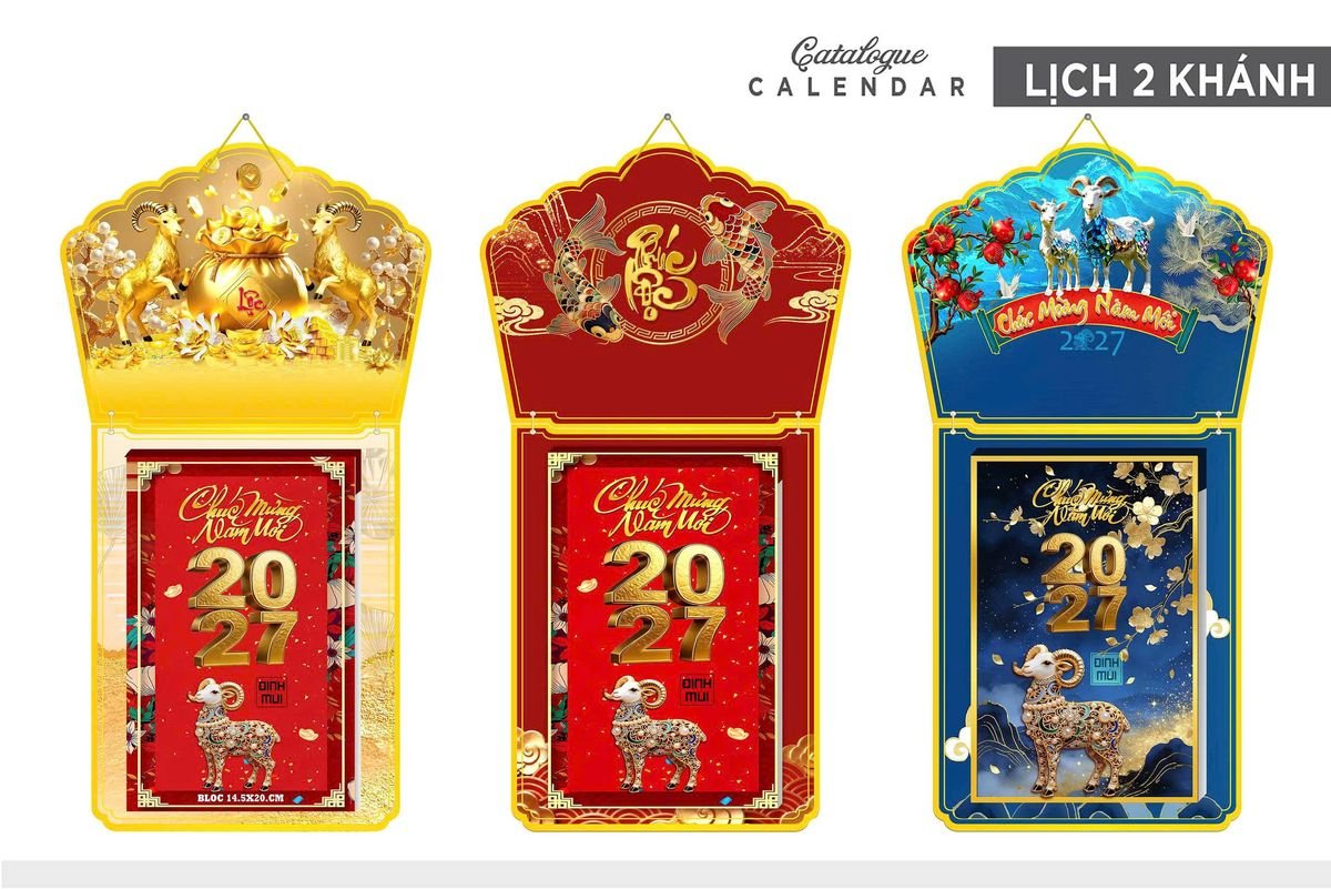 Lịch Khánh Gỗ Lamina 2 Đầu 2027 LM2D_002 - Quà Tặng Đại Hội