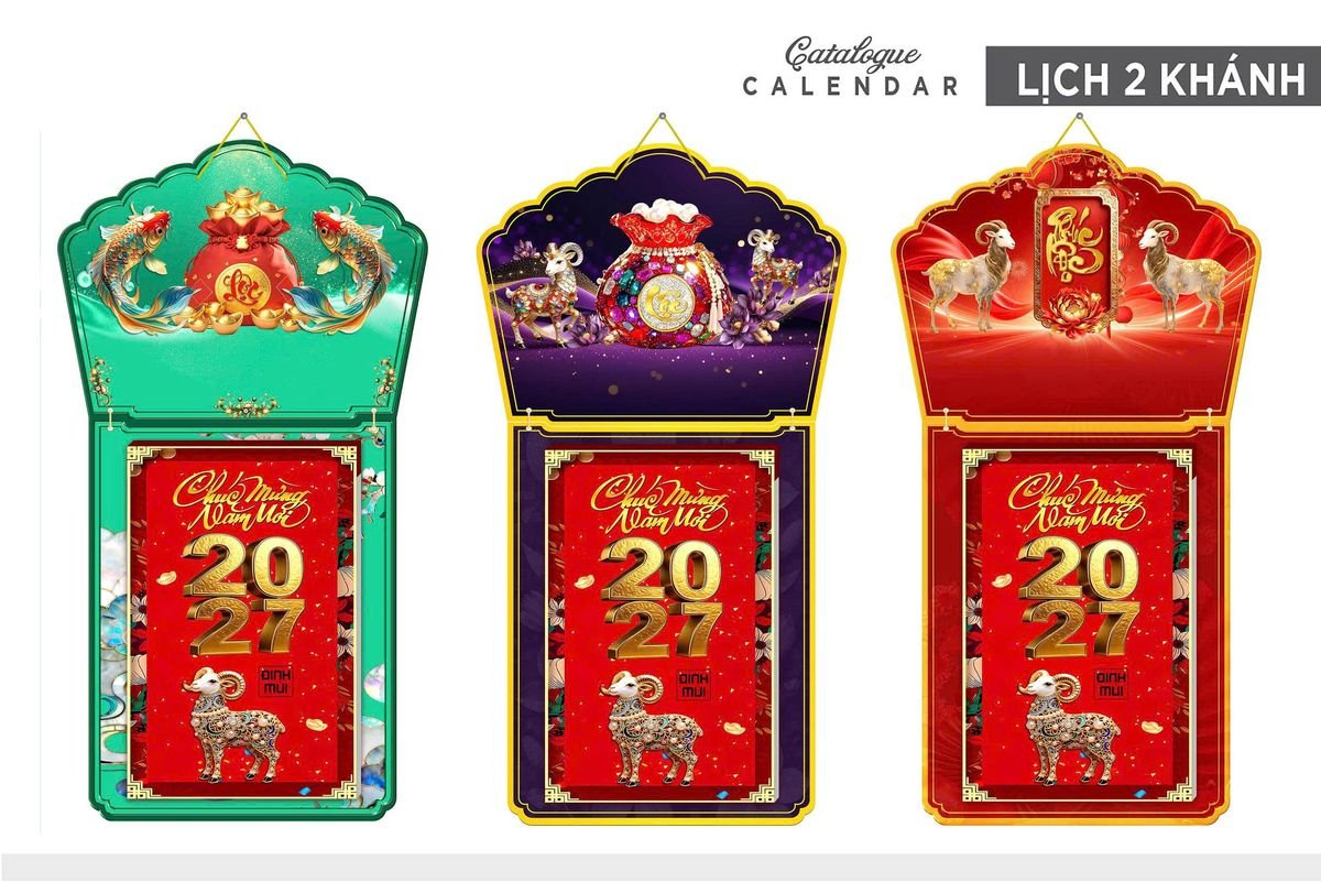 Lịch Khánh Gỗ Lamina 2 Đầu 2027 LM2D_003 - Quà Tặng Đại Hội