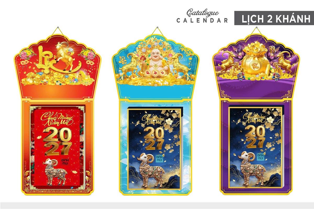 Lịch Khánh Gỗ Lamina 2 Đầu 2027 LM2D_004 - Quà Tặng Đại Hội