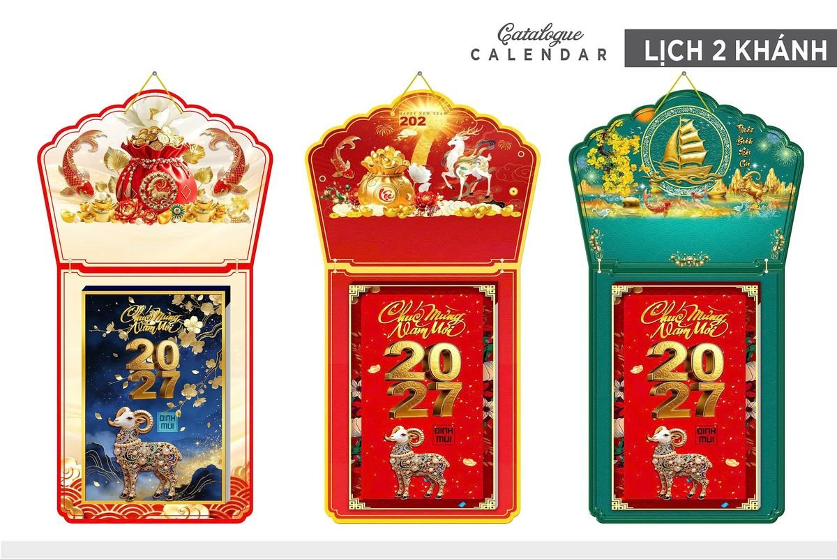 Lịch Khánh Gỗ Lamina 2 Đầu 2027 LM2D_005 - Quà Tặng Đại Hội