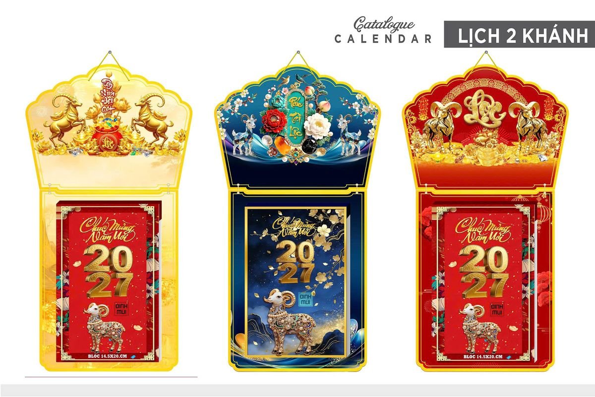 Lịch Khánh Gỗ Lamina 2 Đầu 2027 LM2D_006 - Quà Tặng Đại Hội