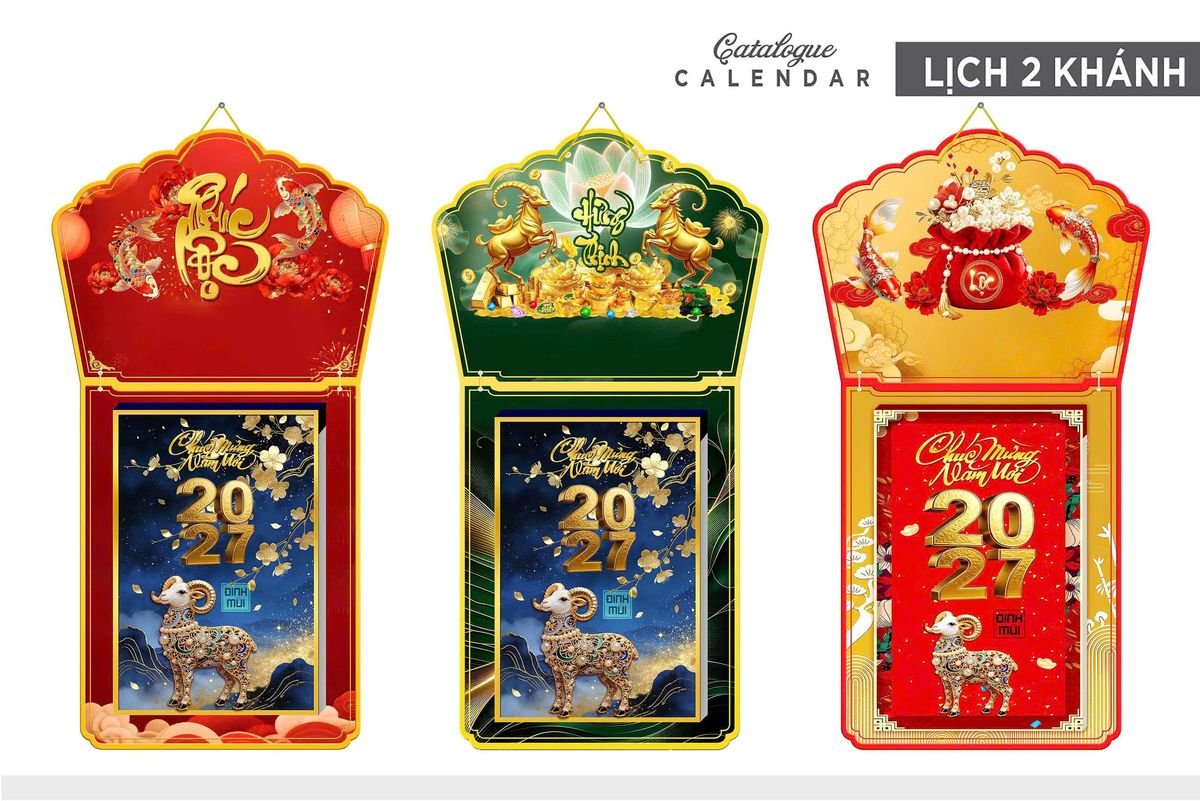 Lịch Khánh Gỗ Lamina 2 Đầu 2027 LM2D_007 - Quà Tặng Đại Hội