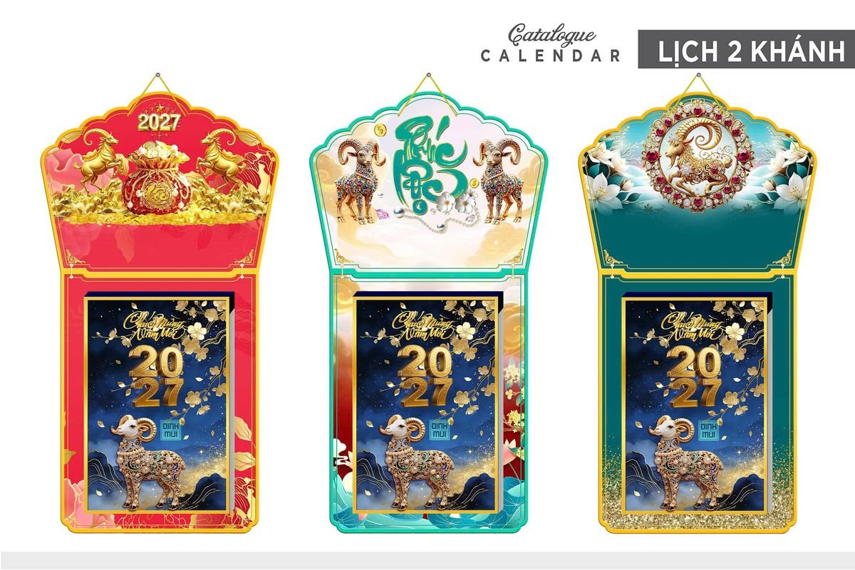 Lịch Khánh Gỗ Lamina 2 Đầu 2027 LM2D_008 - Quà Tặng Đại Hội