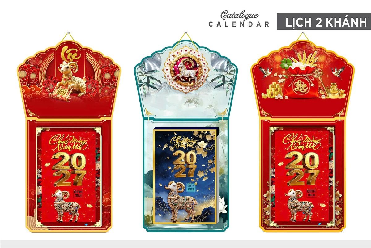 Lịch Khánh Gỗ Lamina 2 Đầu 2027 LM2D_009 - Quà Tặng Đại Hội