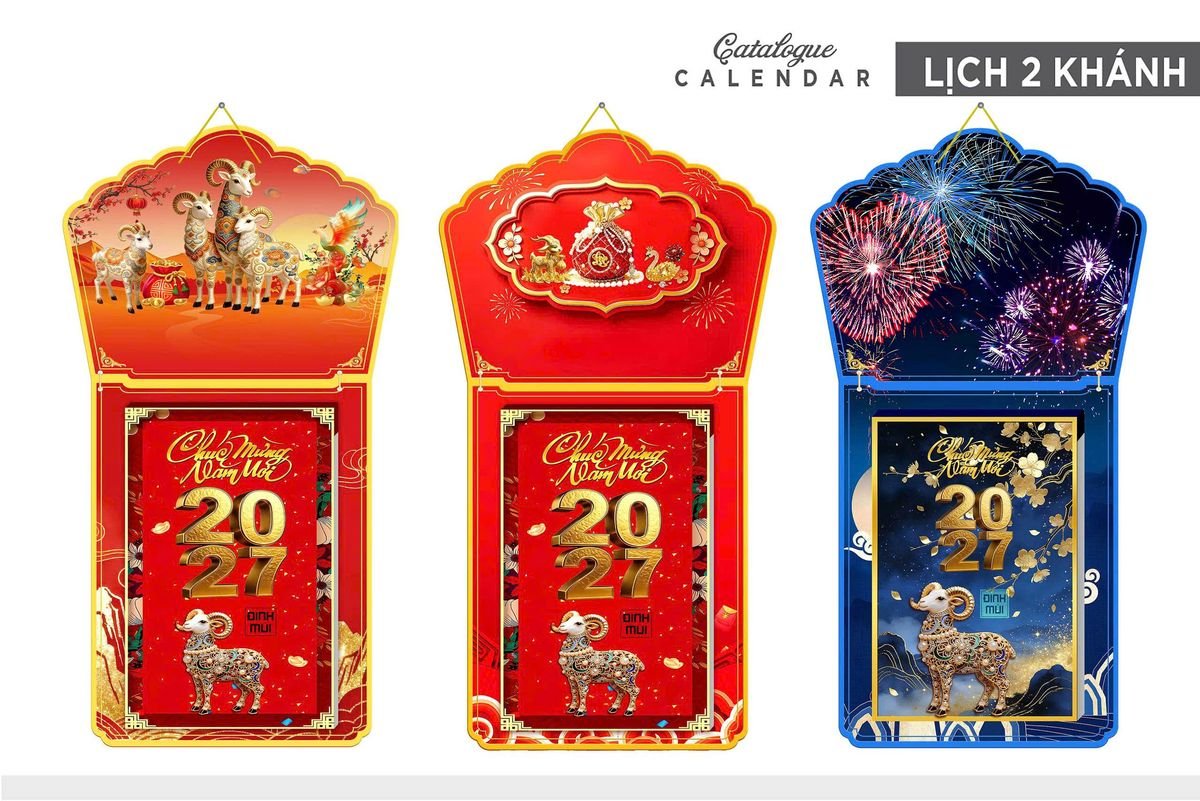 Lịch Khánh Gỗ Lamina 2 Đầu 2027 LM2D_010 - Quà Tặng Đại Hội