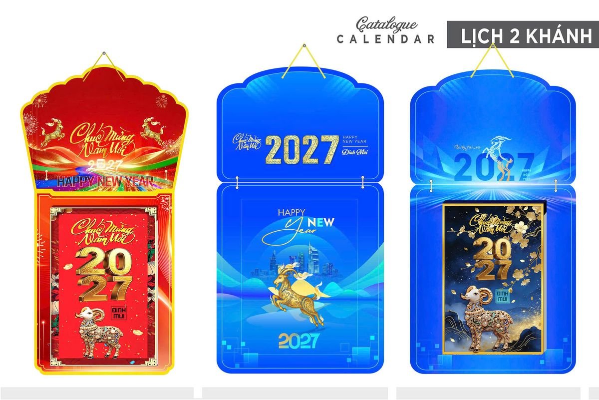 Lịch Khánh Gỗ Lamina 2 Đầu 2027 LM2D_011 - Quà Tặng Đại Hội