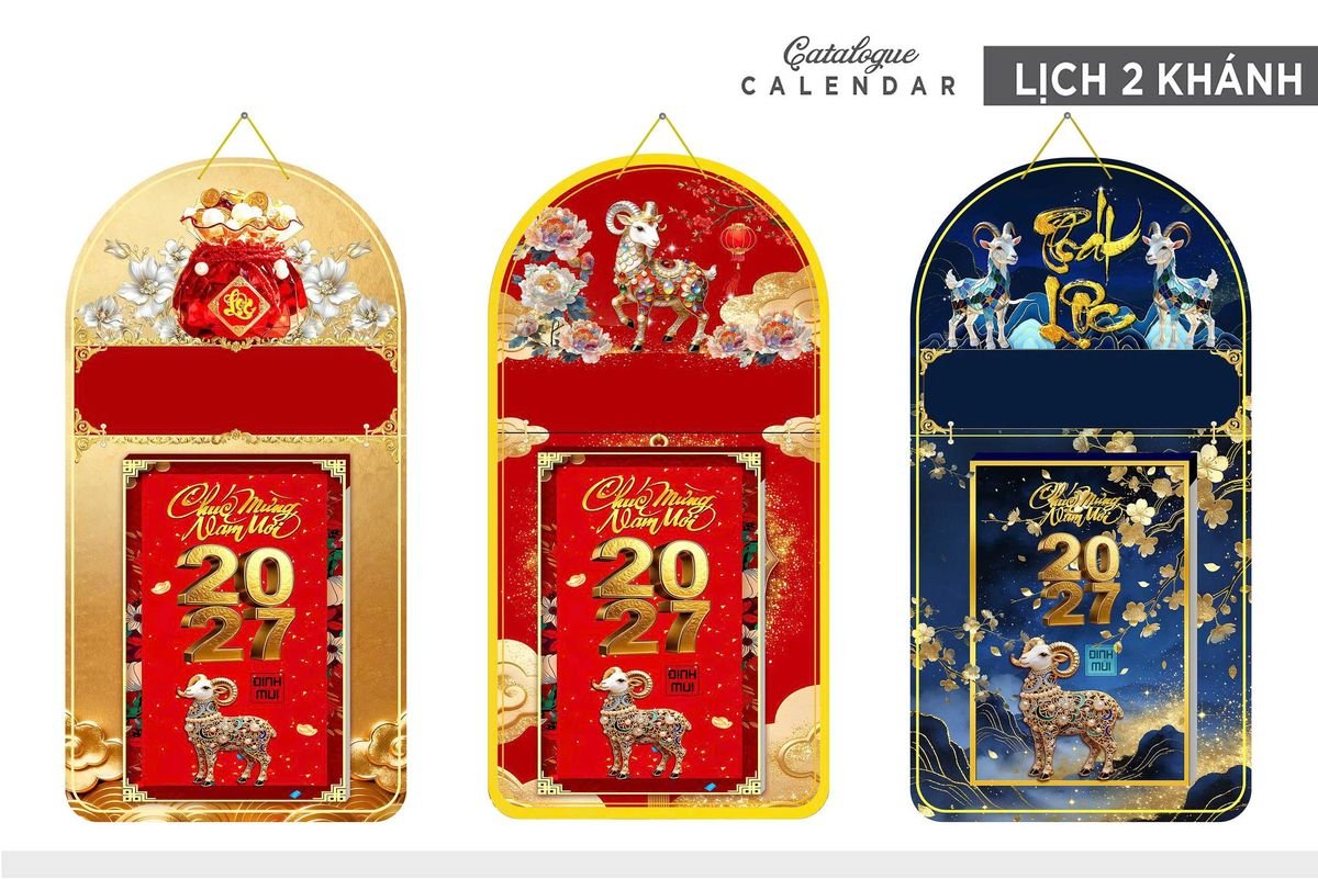 Lịch Khánh Gỗ Lamina 2 Đầu 2027 LM2D_012 - Quà Tặng Đại Hội