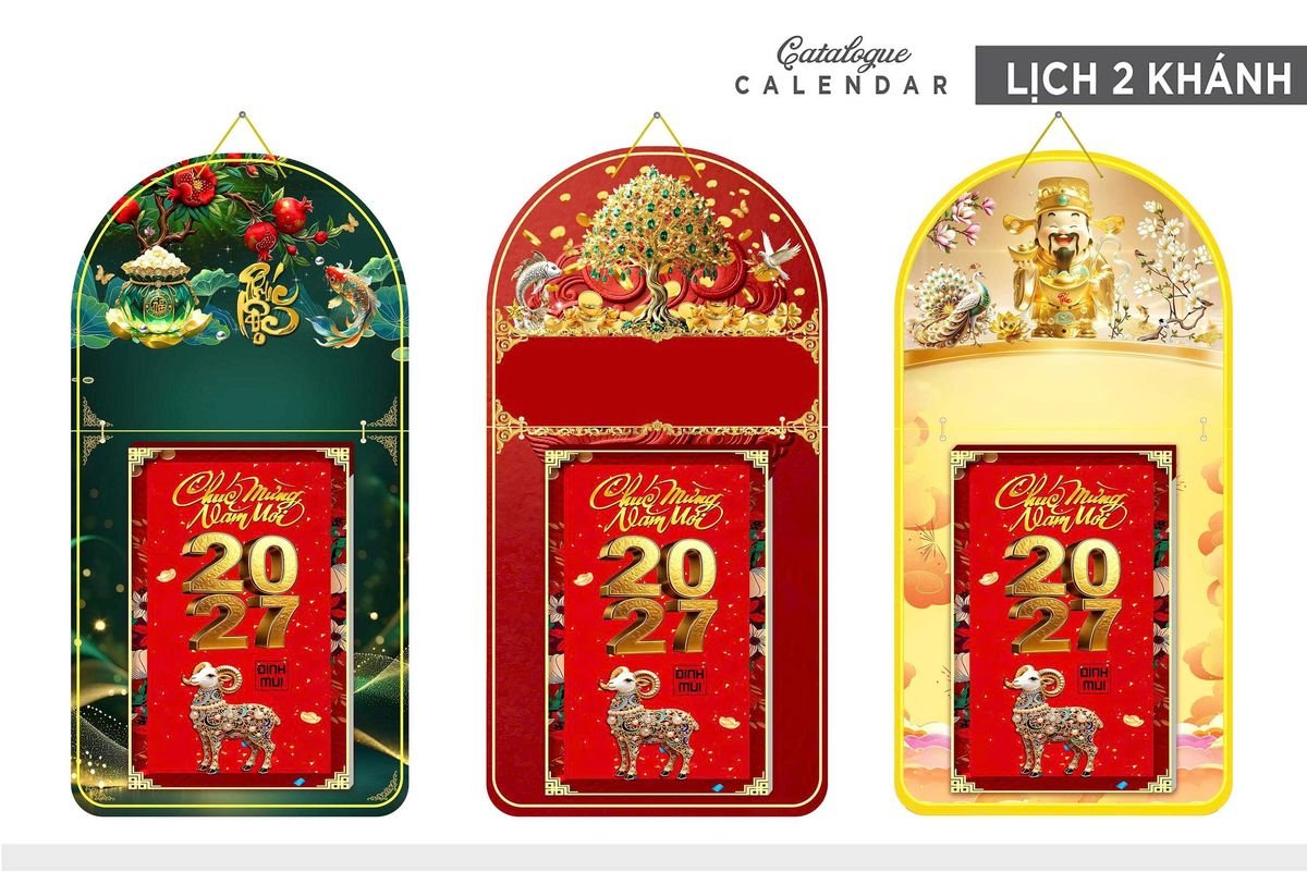 Lịch Khánh Gỗ Lamina 2 Đầu 2027 LM2D_013 - Quà Tặng Đại Hội