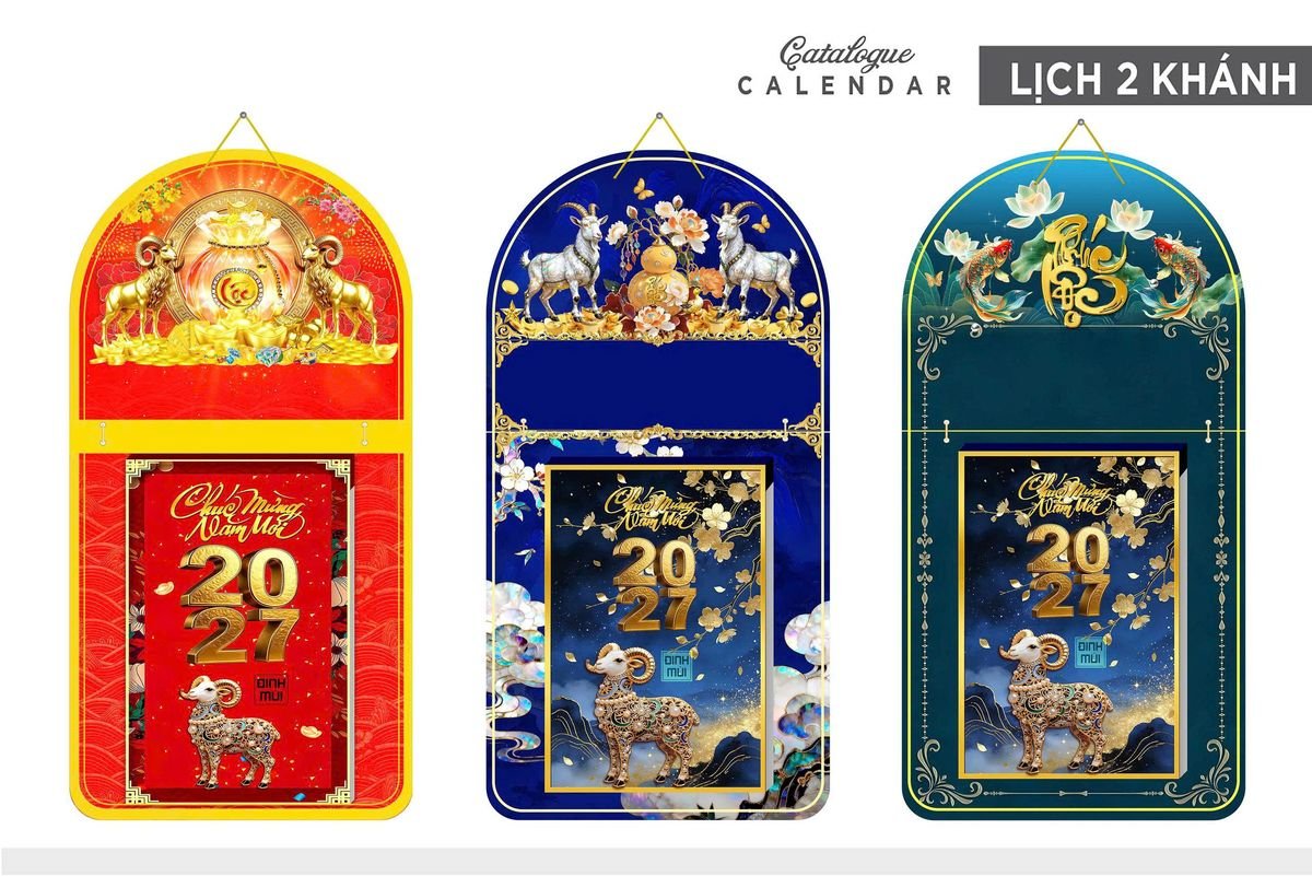 Lịch Khánh Gỗ Lamina 2 Đầu 2027 LM2D_014 - Quà Tặng Đại Hội