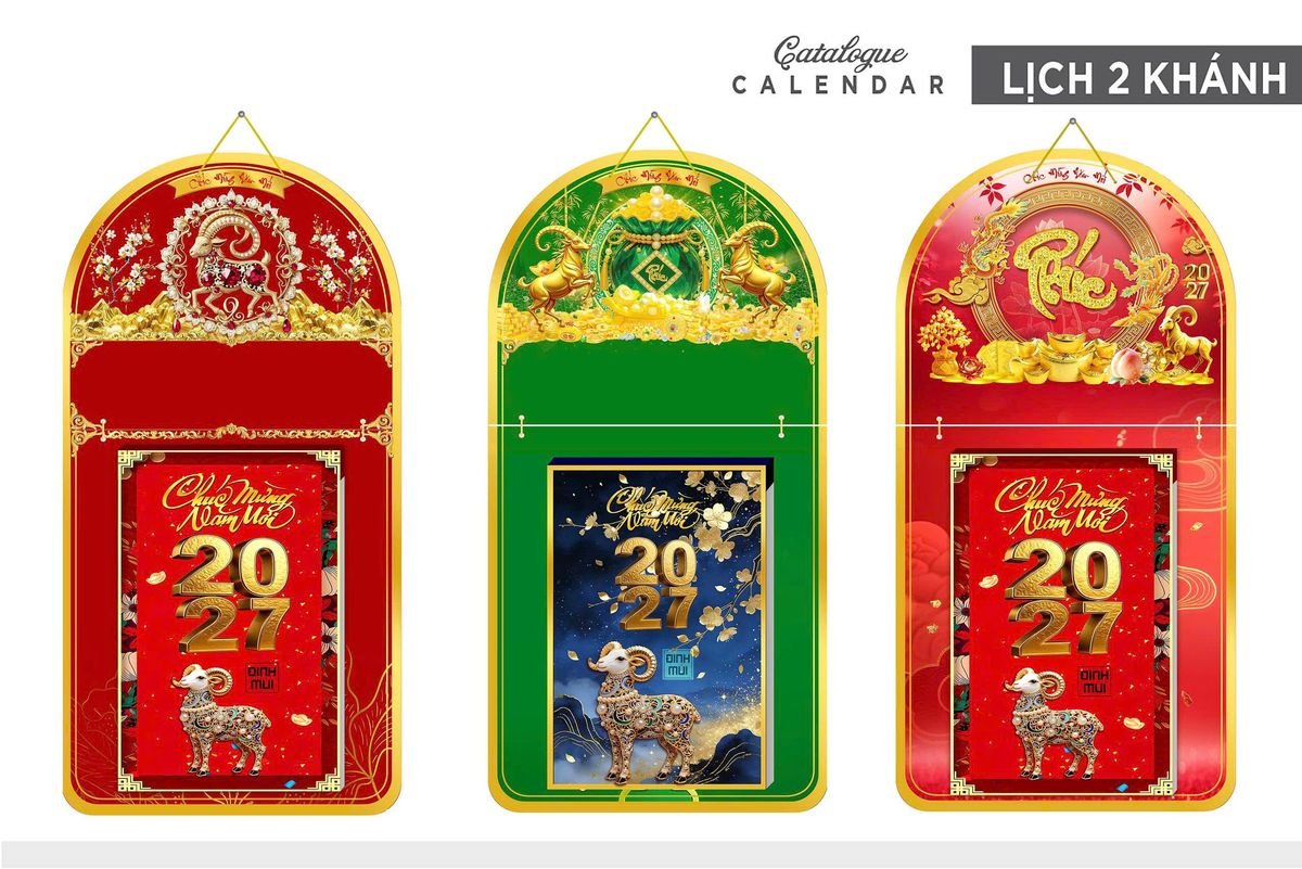 Lịch Khánh Gỗ Lamina 2 Đầu 2027 LM2D_015 - Quà Tặng Đại Hội