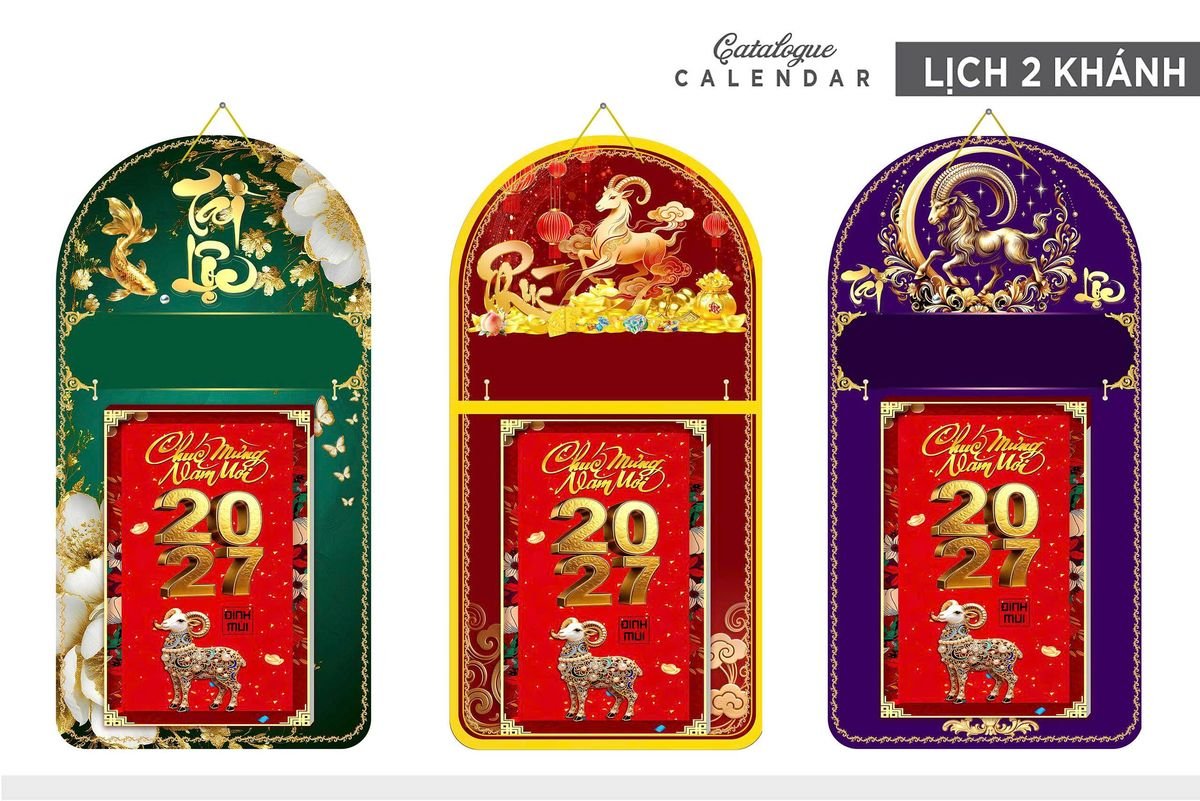 Lịch Khánh Gỗ Lamina 2 Đầu 2027 LM2D_016 - Quà Tặng Đại Hội