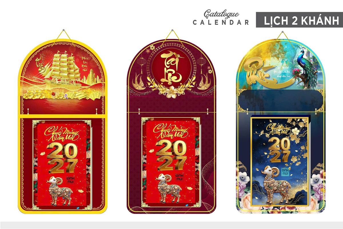 Lịch Khánh Gỗ Lamina 2 Đầu 2027 LM2D_017 - Quà Tặng Đại Hội